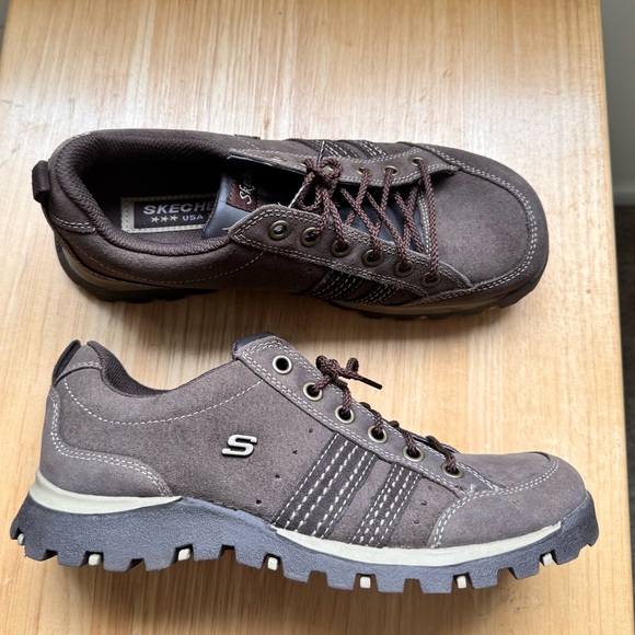 Vintage Y2K 90's Skechers Brown Leather Lace Up Sneakers Size